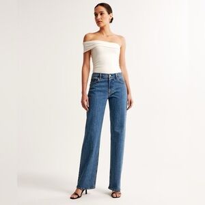 A&F "The Baggy Low Rise" Relaxed Wide Straight Leg Denim Jeans